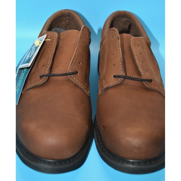 Hytest Sz 10 D Steel Toe Conductive Oxford Work Shoes Brown Leather Slip Grip - Picture 3 of 7